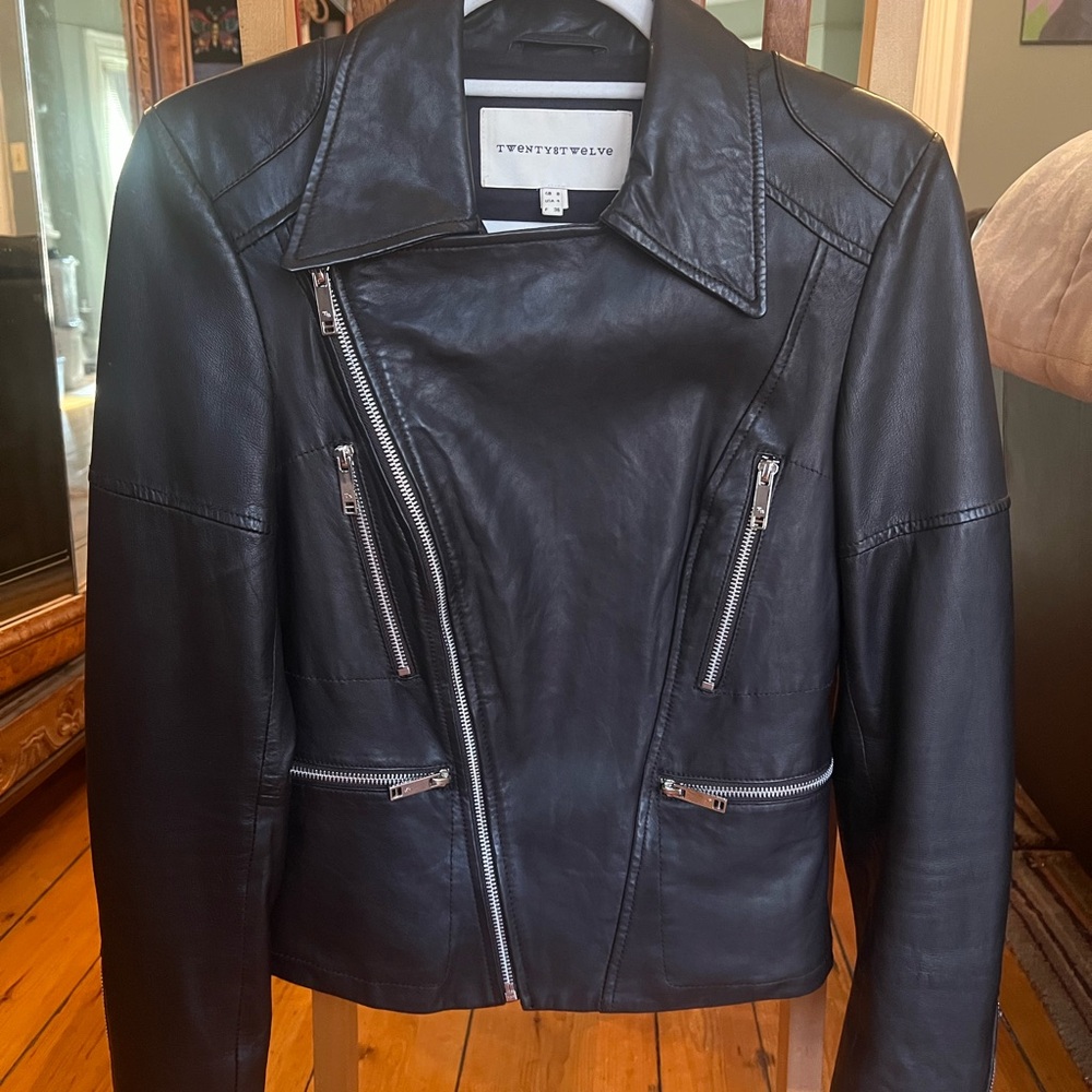 Real Leather Motorcycle Jacket - Black, Size S, in Great Condition